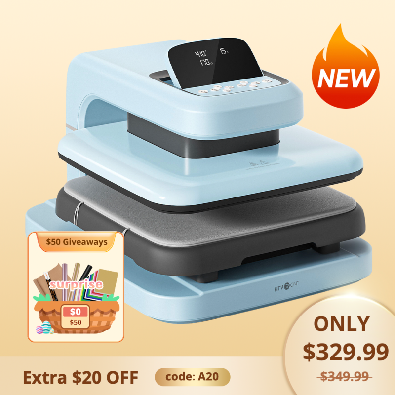HTVRONT Auto Heat Press 2 - Digit 120V,Your Smartest Solution of Heat Transferring.For DTF,HTV,Sublimation,PUFF.For DIY T shirt,hat,jacket,pillow,ceramic,hoodie, and more - Standard Kit / Bubble Blue