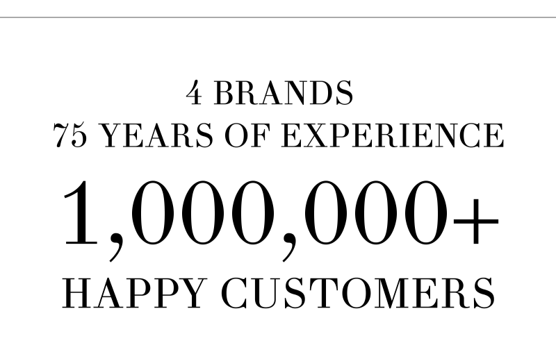 4 Brands, 75 Years of Experience, 1,000,000+ Happy Customers