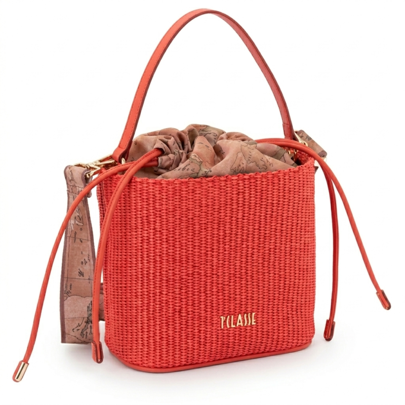Secchiello a mano e tracolla Alviero Martini 1A Classe Sunny Rafia LF48 9881 332 Rosso