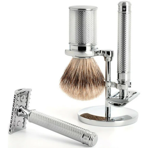 Set De Rasage 3 Pièces - Rasoir De Sécurité Métal Chromé Set De Rasage 3 Pièces - Rasoir De Sécurité Métal Chromé