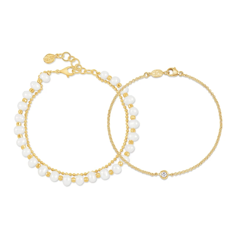 Image of Sapphire Dewdrop & Pearl Bracelet Set