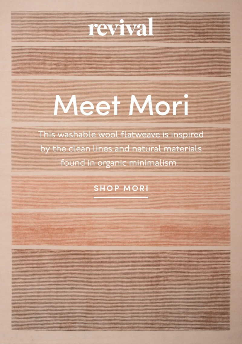 Revival | Meet Mori | This washable wool flatweave is inspired by the clean lines and natural materials found in organic minimalism. | SHOP MORI