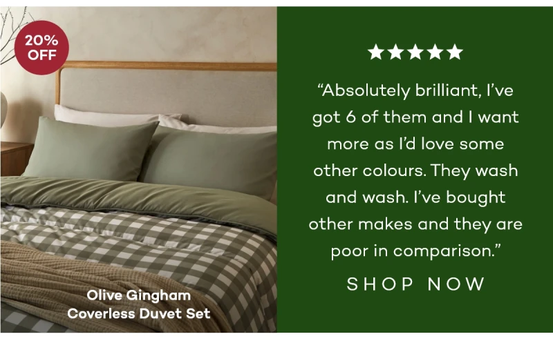 Olive Gingham Coverless Duvet Set
