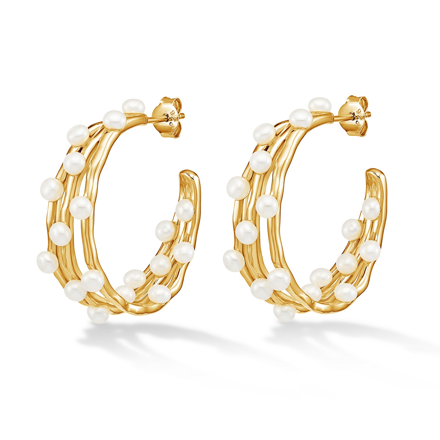 Image of Statement Triple Row Waterfall Pearl Hoops