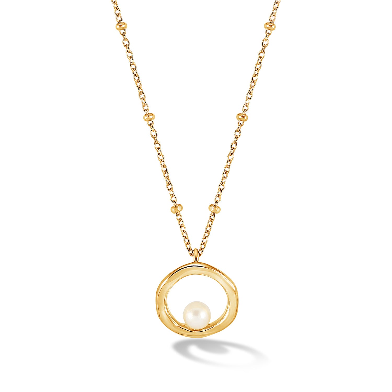 Image of Open Circle & White Pearl Waterfall Pendant