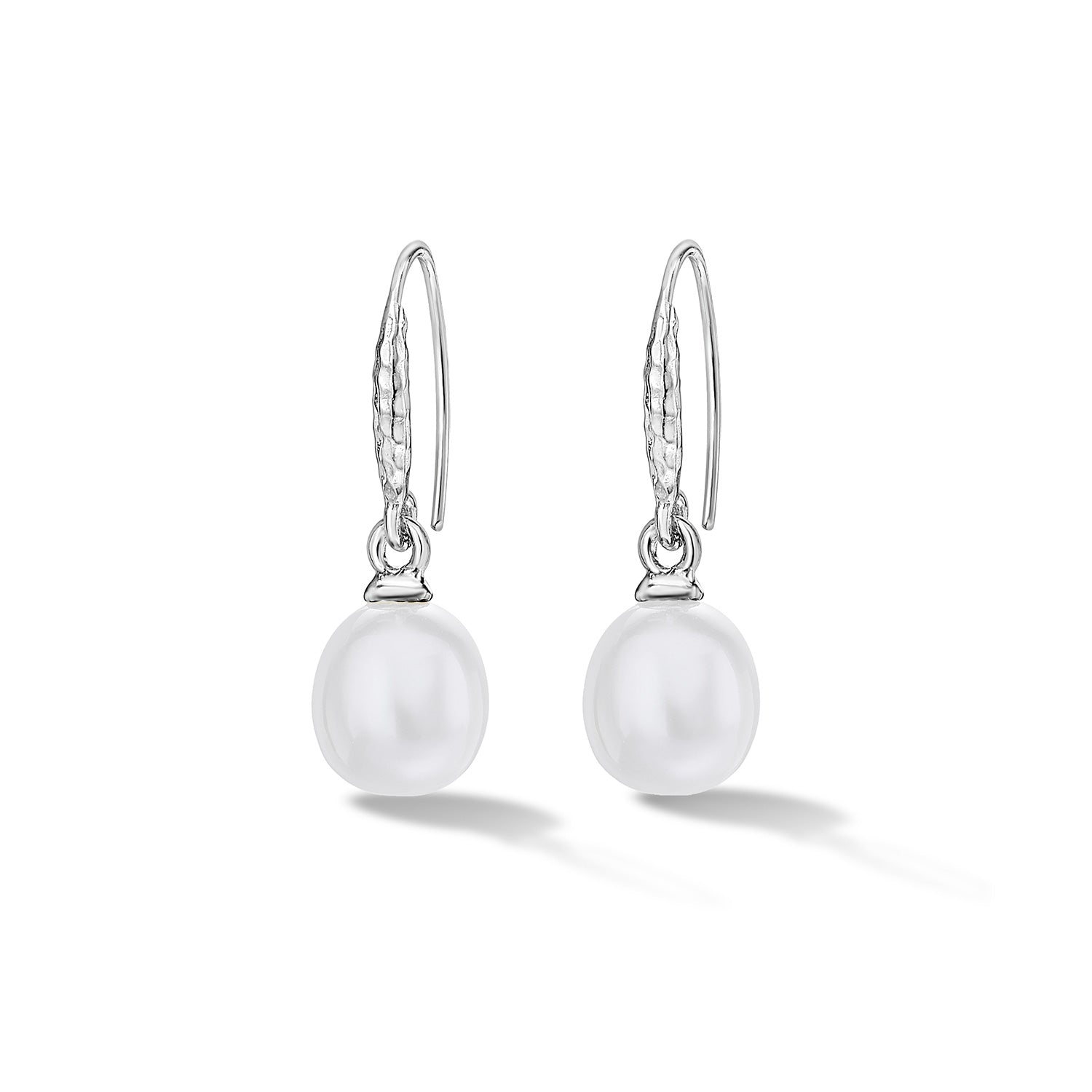 Image of 8mm Oval White Luna Pearl Drop Earrings