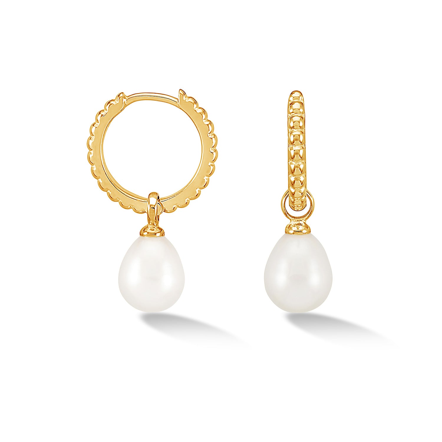 Image of Timeless Oval Pearl Charm Hoops