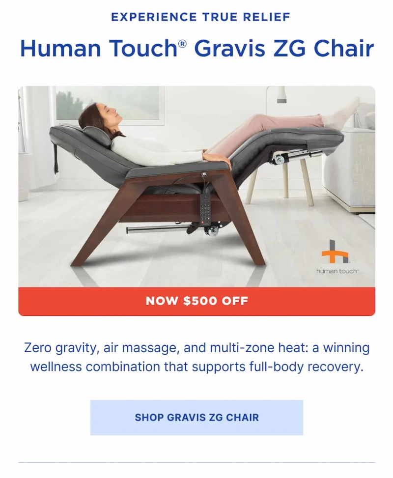 zero gravity and air massage for a winning wellness combination