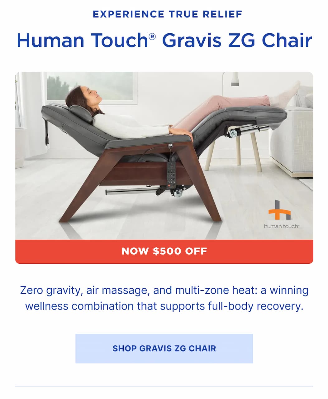 zero gravity and air massage for a winning wellness combination