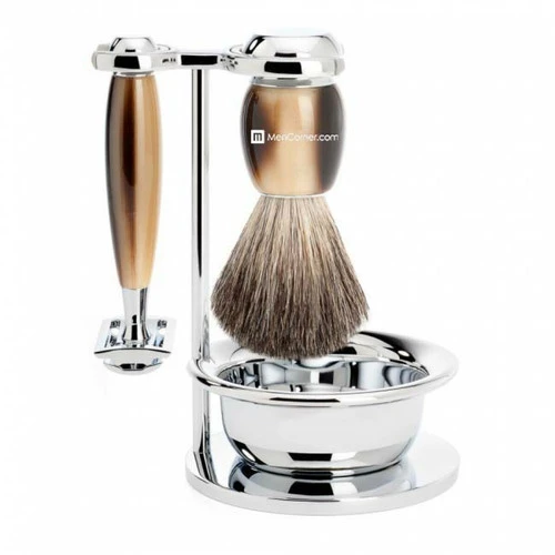Set De Rasage Corne 4 Pièces - Rasoir De Sécurité Set De Rasage Corne 4 Pièces - Rasoir De Sécurité