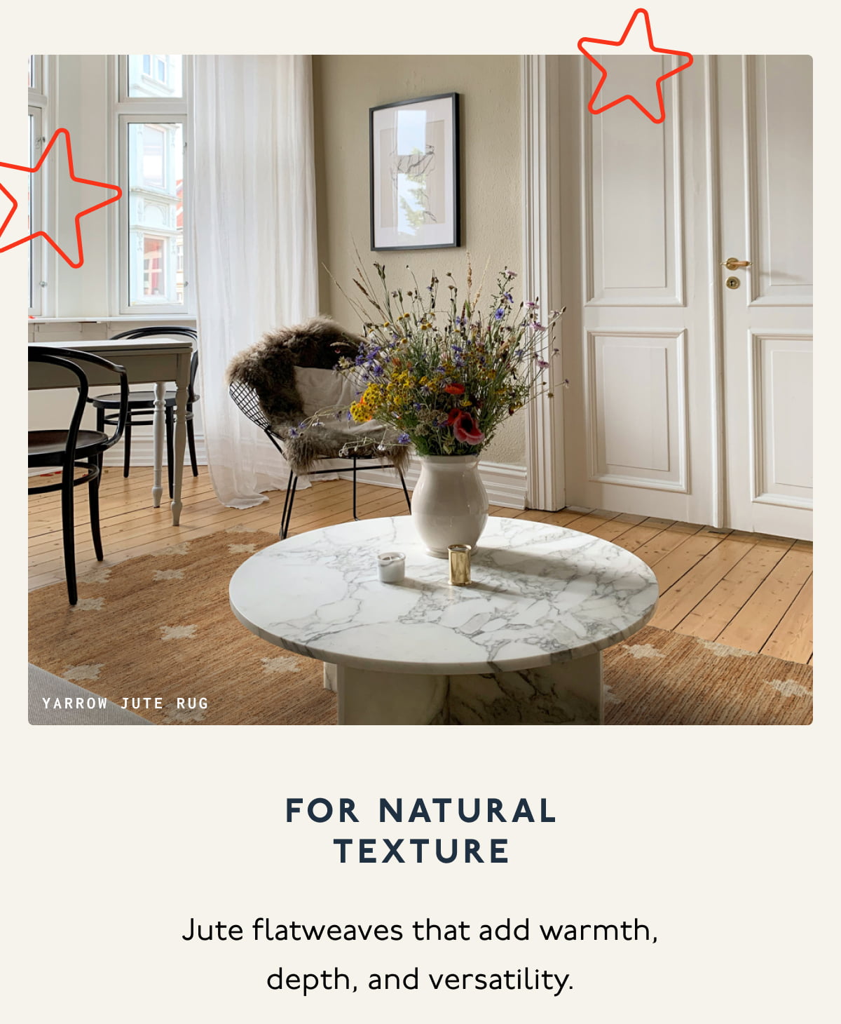 Yarrow Jute Rug | For Natural Texture | Jute flatweaves that add warmth, depth, and versatility.