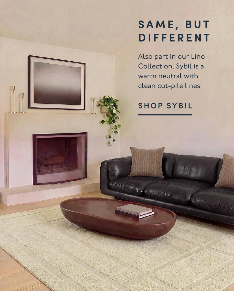 Same, but different | Also part in our Lino Collection, Sybil is a warm neutral with clean cut-pile lines | SHOP SYBIL