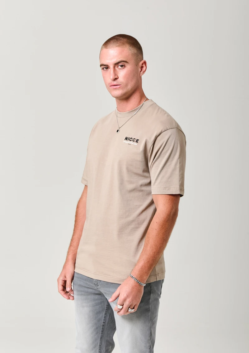 Image of NICCE Mens Meridian T-Shirt | Taupe Zeal