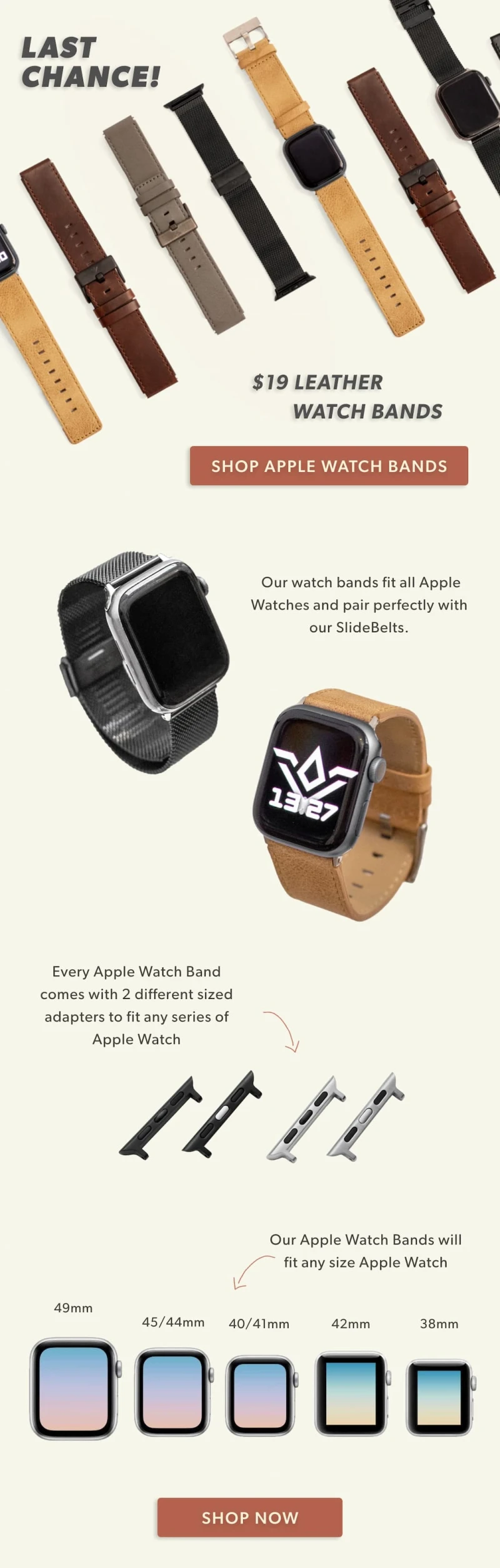 LAST CHANCE! $19 Leather Watch Bands