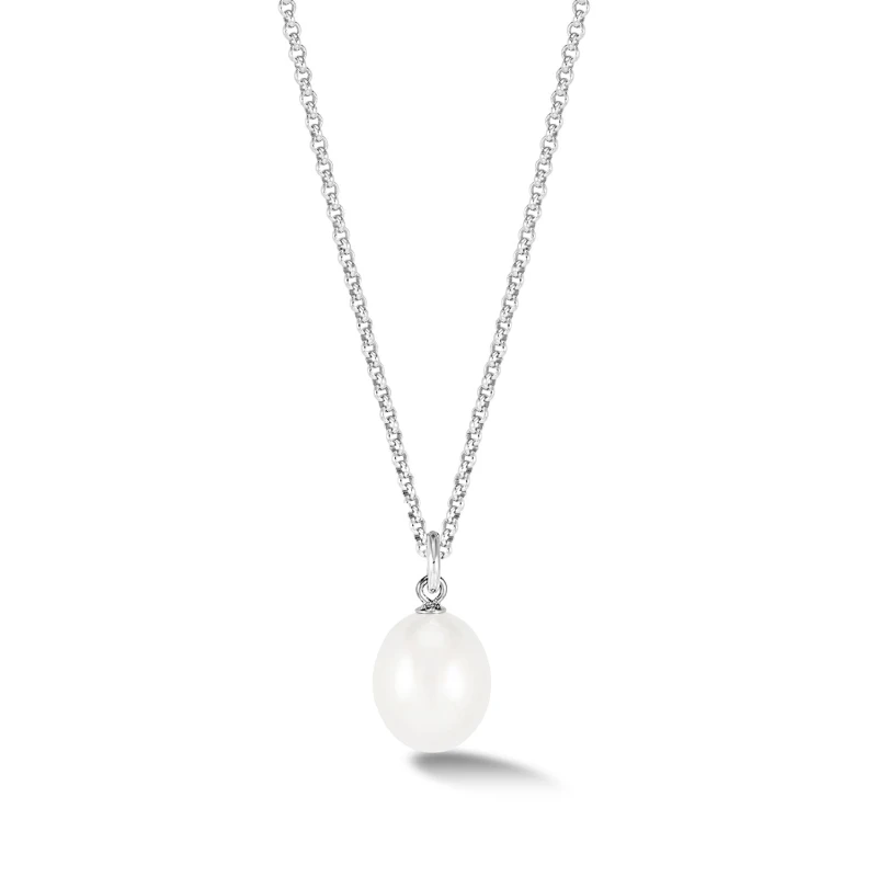 Image of Men's 10mm Oval White Freshwater Pearl Pendant