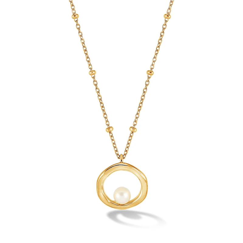 Image of Open Circle & White Pearl Waterfall Pendant