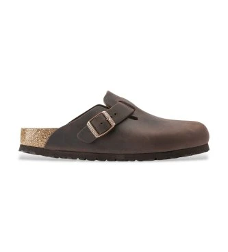 Zuecos de piel Boston Oiled (Ajuste Estrecho) marrón