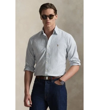 Camisa oxford con rayas Custom Fit blanco, marino