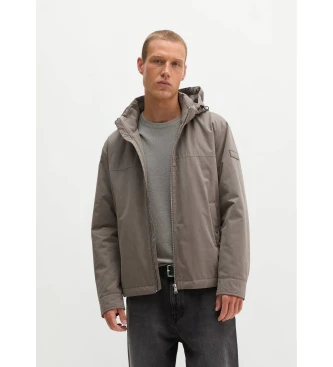 Chaqueta con capucha desmontable marrón