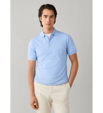 polo mercerizado manga corta fit clásico azul