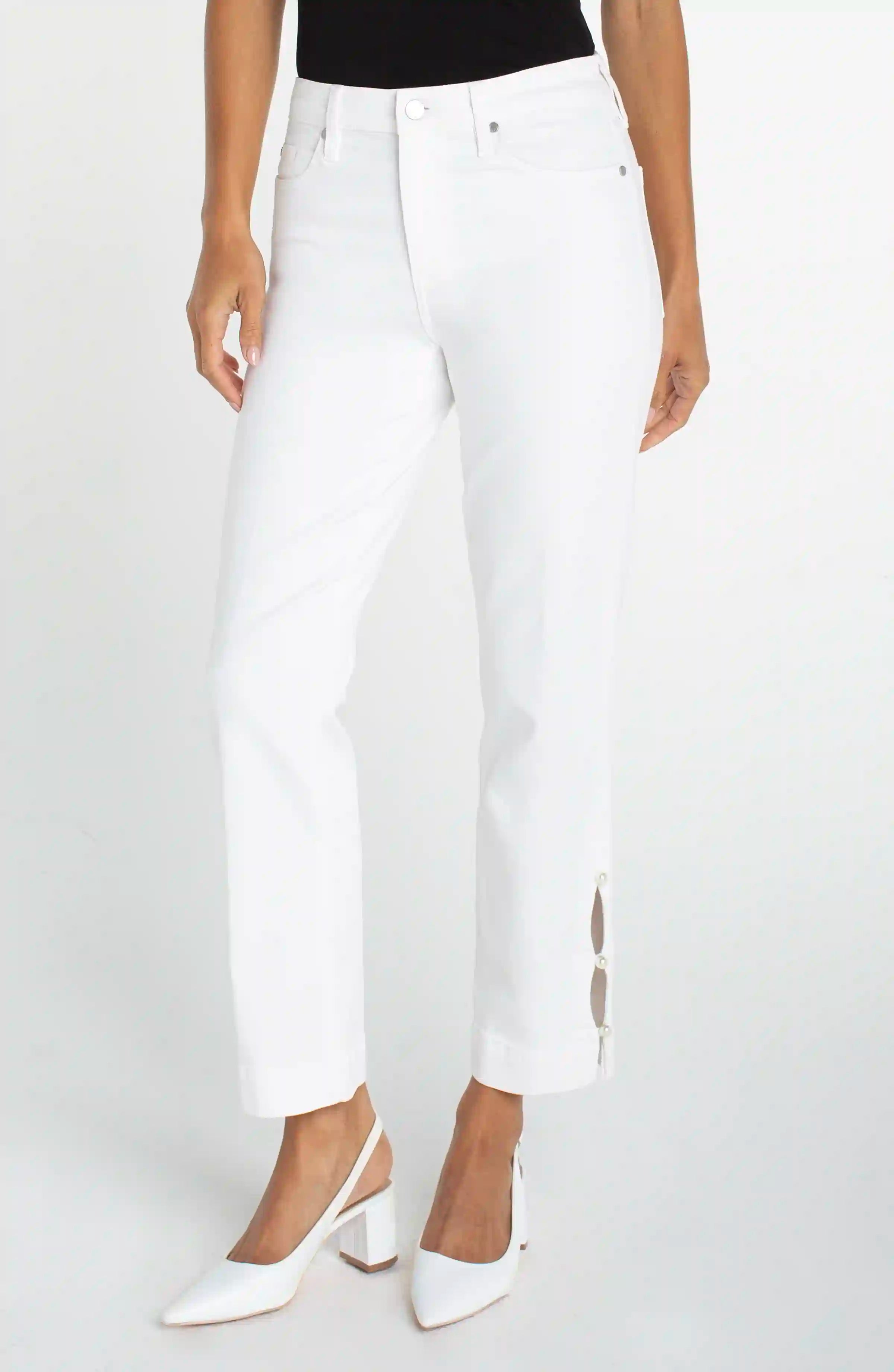 Image of KENNEDY CROP STRAIGHT WITH PEARL TRIM