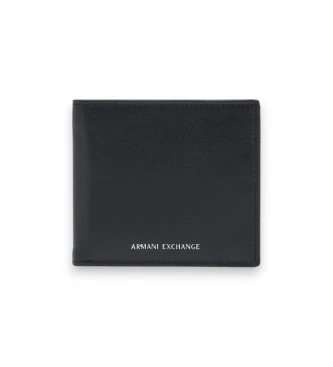 Cartera plegable de piel con logotipo en relieve
