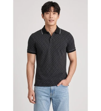 Polo de punto liso de algodón con logotipo negro