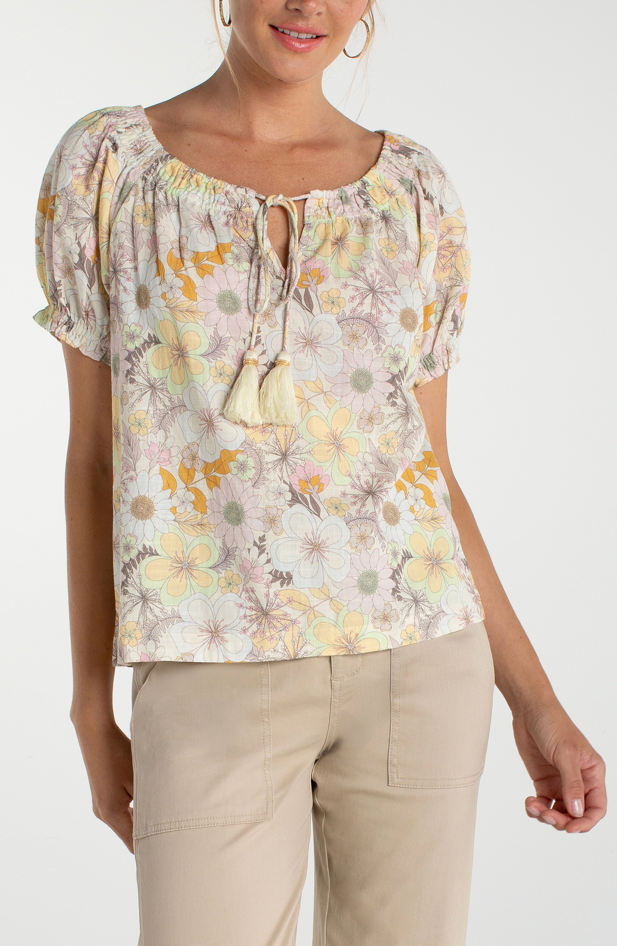 Image of WOVEN TOP WITH FRONT TIE