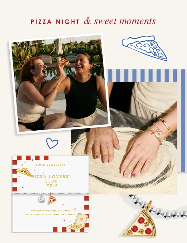 A Little Vibes 'Pizza Lovers' Club' Bracelet In Silver And Gold Plating