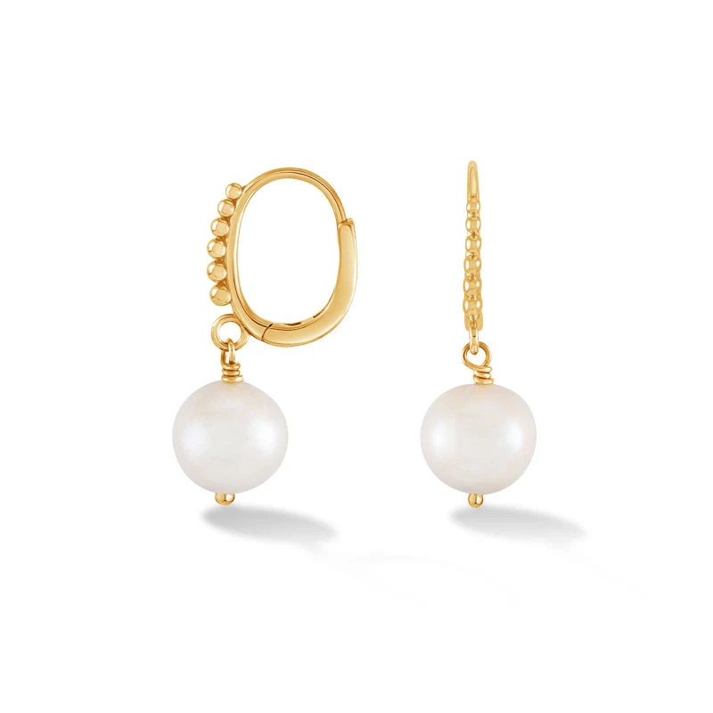 Image of 9k Gold White Luna Pearl™ Drop Hoops