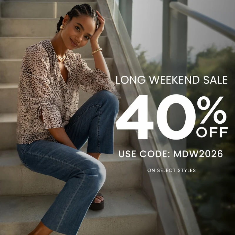 Long Weekend Sale. 40% off. use Code: MDW2026 on select pieces