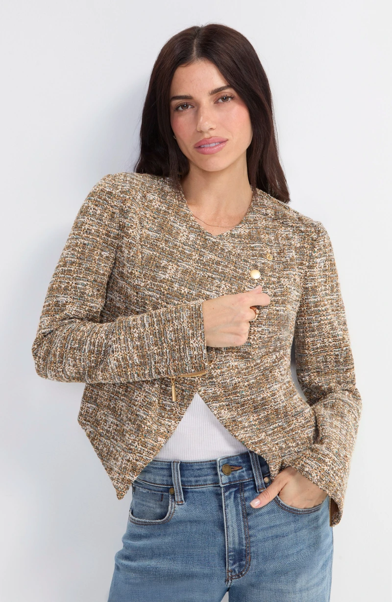 Image of COLLARLESS MOTO JACKET