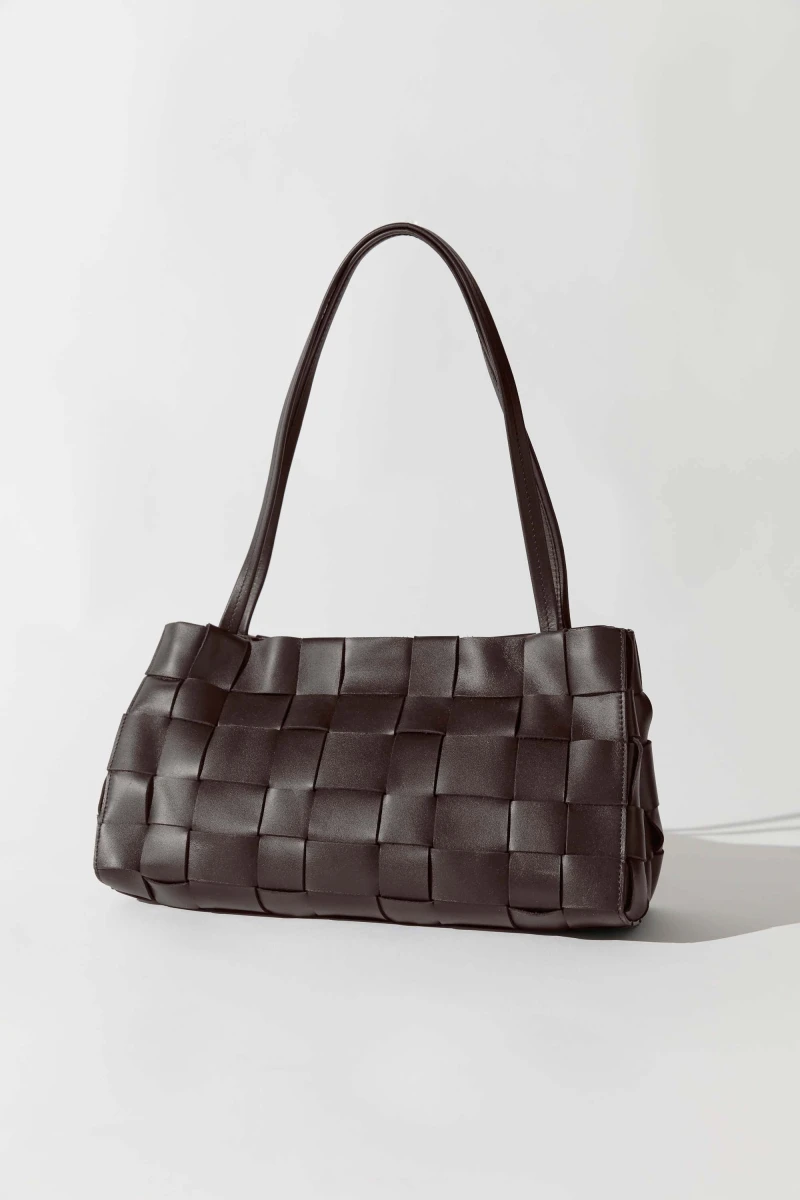 Image of Slim Woven Tote - Chocolate