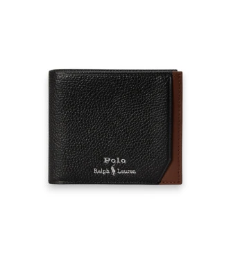 Cartera de piel de dos tonos negro