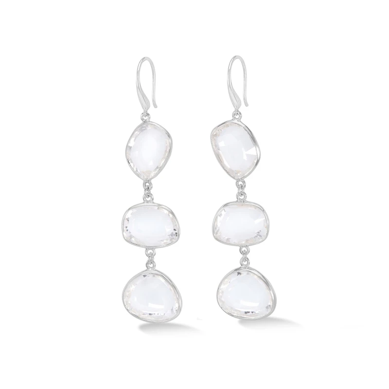 Image of Long Rock Crystal Pebble Drop Earrings