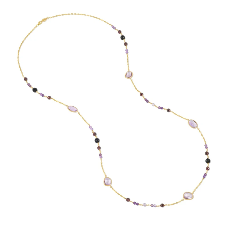 Image of Amethyst, Garnet & Onyx Array Necklace