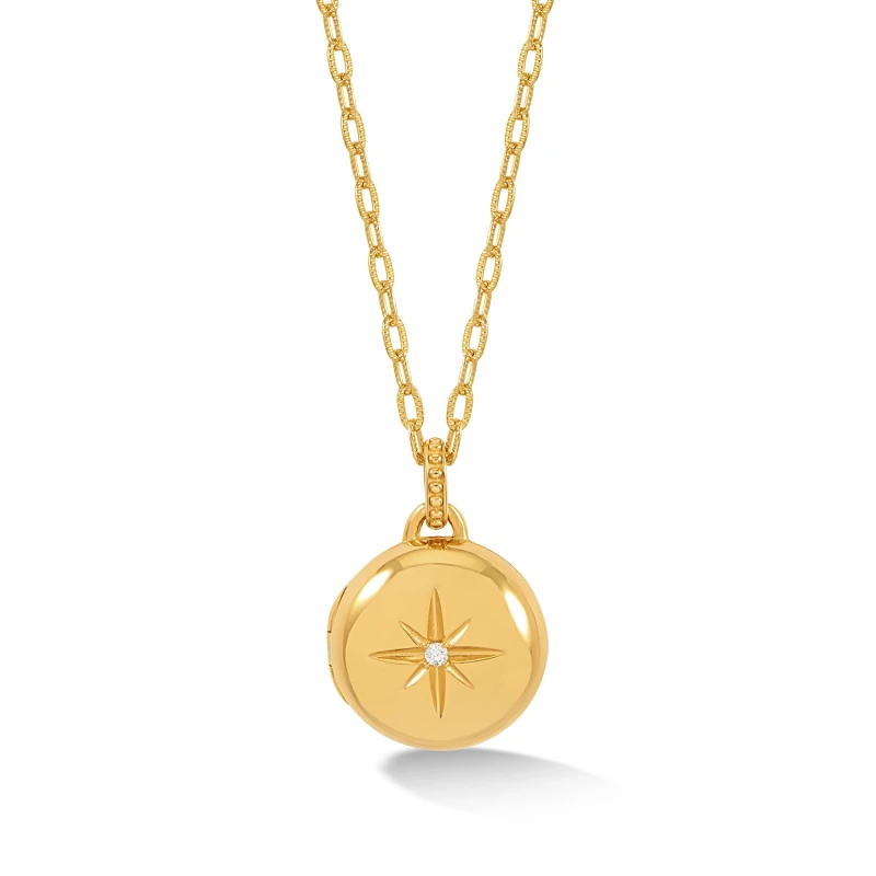 Image of Round 'Starburst' Diamond Photo Locket