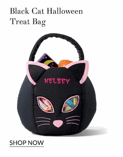 Black cat halloween treat bag