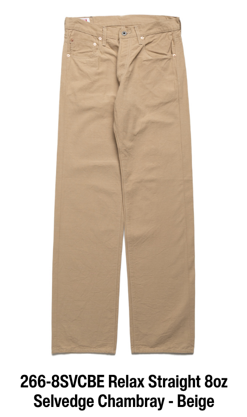 266-8SVCBE Relax Straight 8oz Selvedge Chambray - Beige Regular price