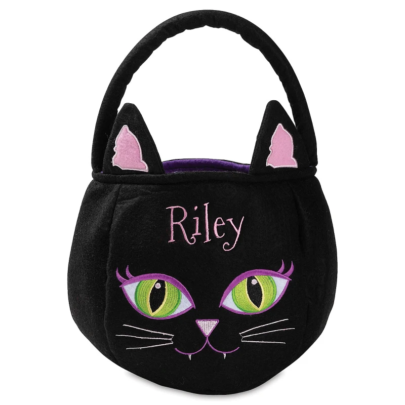 Image of Black Cat Halloween Personalized Treat Basket
