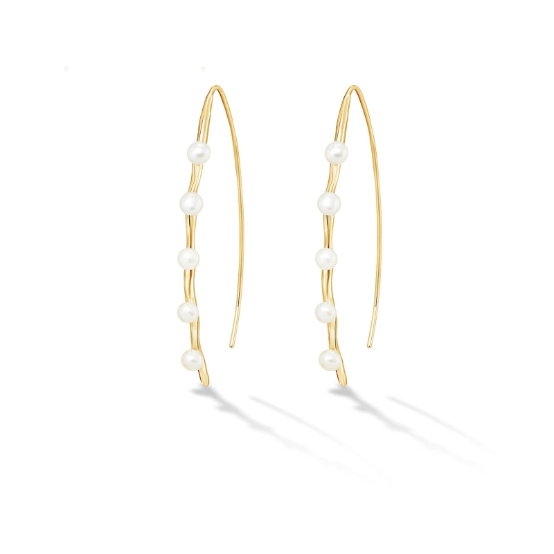Image of Waterfall Long Pearl Droplet Earrings