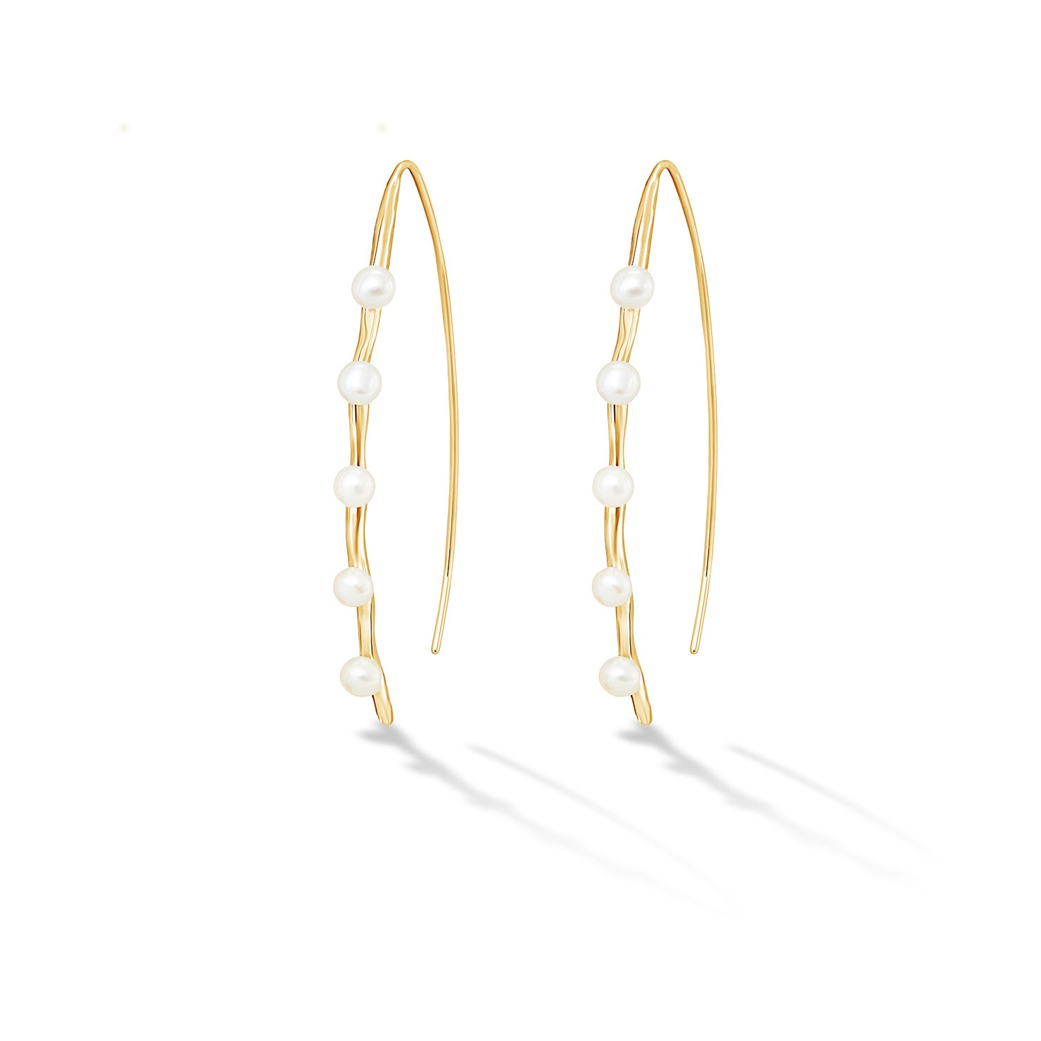 Image of Waterfall Long Pearl Droplet Earrings