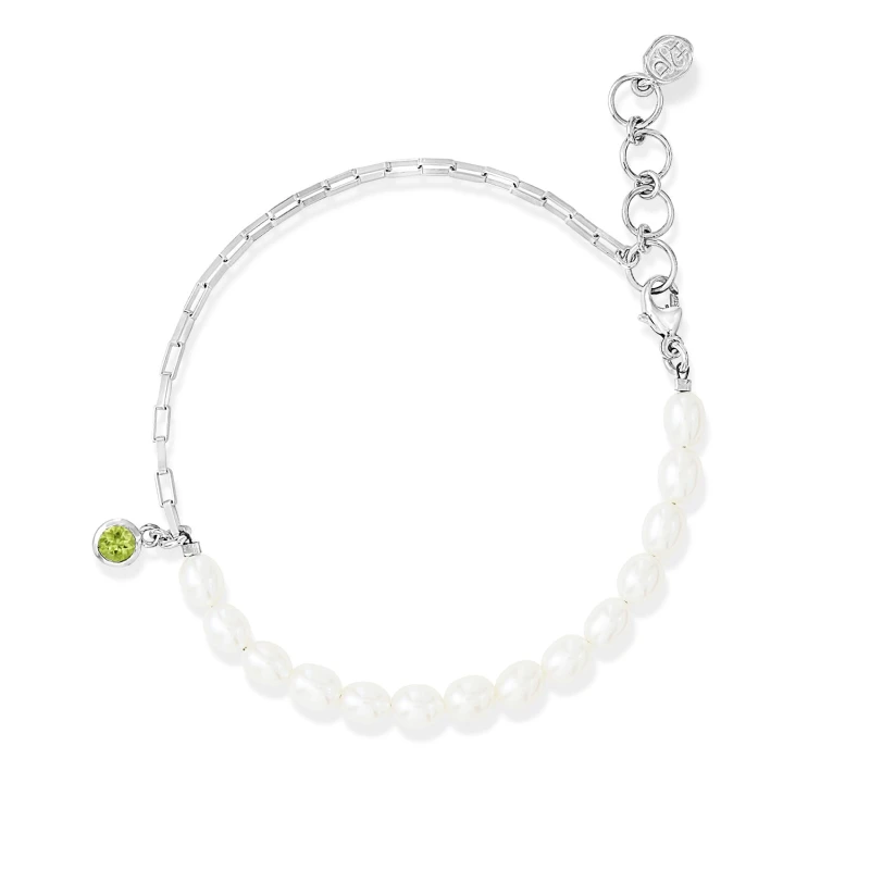 Image of Luna Pearl™ & Peridot Charm Bracelet