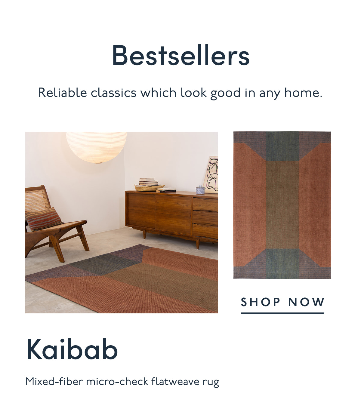 Bestsellers | Reliable classics which look good in any home. | Kaibab | Mixed-fiber micro-check flatweave rug | SHOP NOW 
