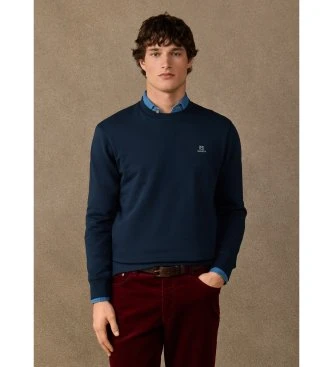 Sudadera algodón cuello redondo con logo marino