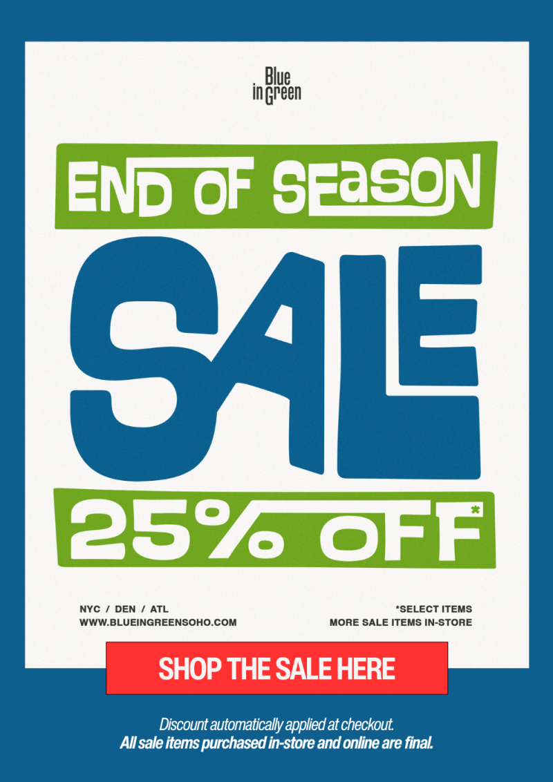 End of Season Sale 25% Off