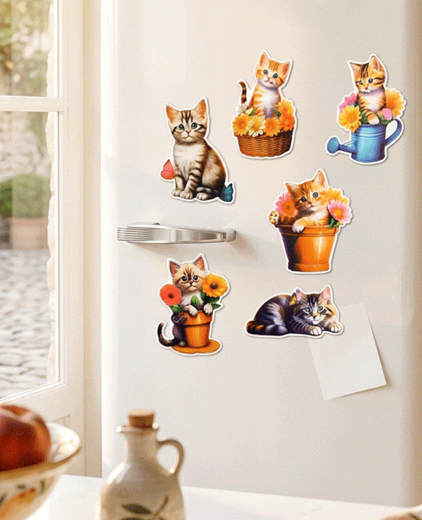 Lot de 6 magnets chat