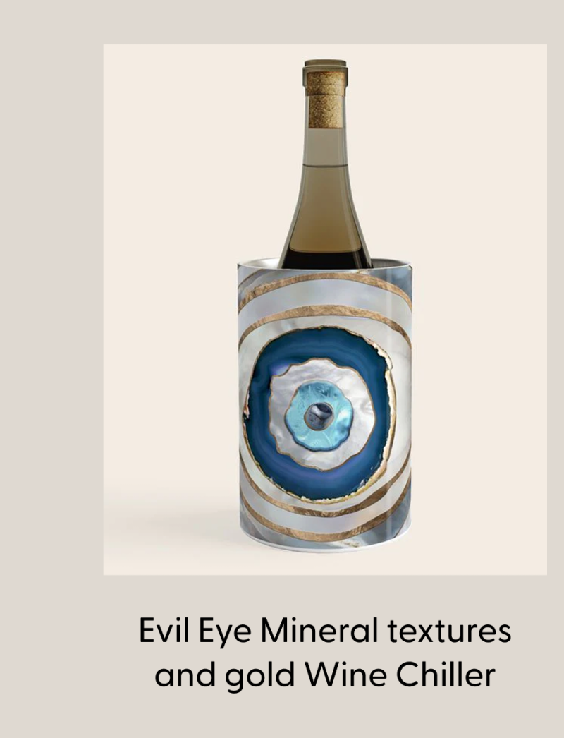 Evil Eye Mineral textures and gold Wine Chiller