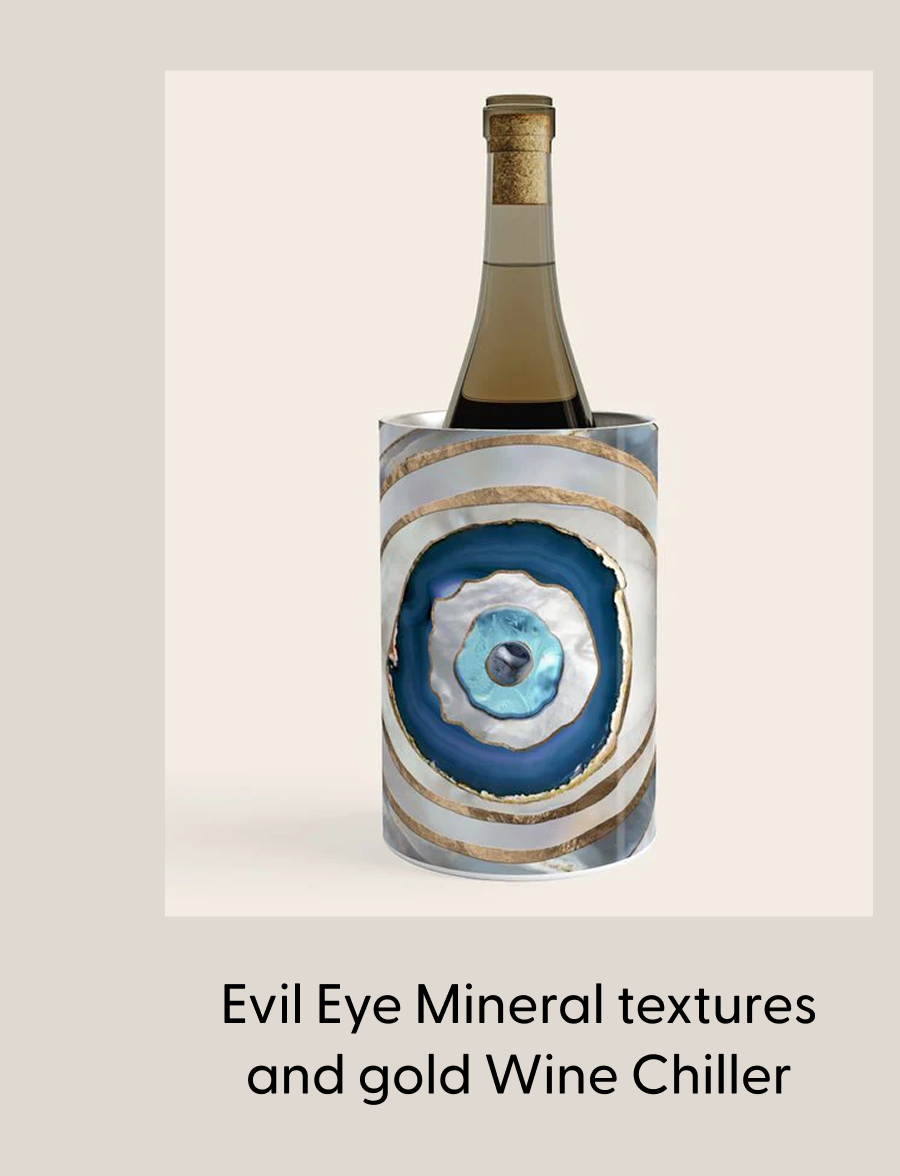 Evil Eye Mineral textures and gold Wine Chiller