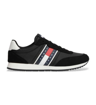 Zapatillas con logo y mezcla de texturas negro